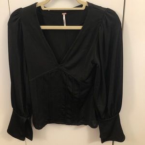 Corset black long sleeve top - free people
